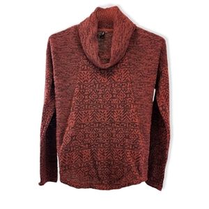 The North River Jacquard Drop Shoulder Cowl Neck French Terry Pullover Sweater